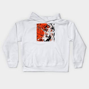 Orange white black Liquid Abstract Art Kids Hoodie